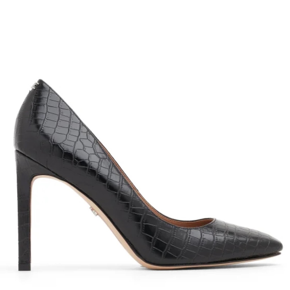 Navy Blue Croc Embossed Pumps Heels - Picture 12 of 15